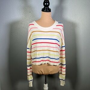 Revolve Beach Riot Rainbow Stripe Knit Sweater Coastal Resort Travel cover up